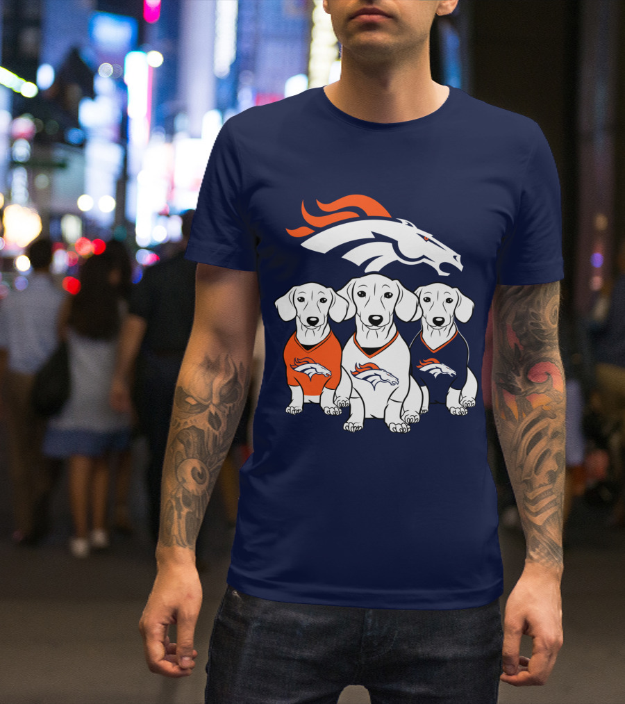 Denver Broncos Dachshunds Trio T-Shirt