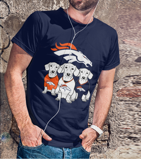 Denver Broncos Dachshunds Trio T-Shirt
