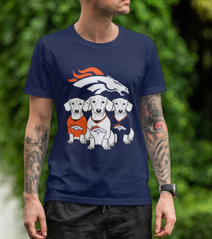 Denver Broncos Dachshunds Trio T-Shirt