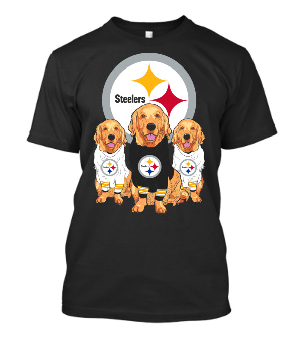 Steelers With Golden Retrievers Dogs In Team Jerseys T-Shirt