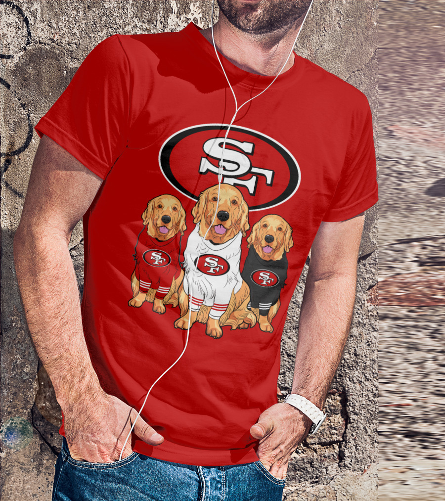 San Francisco 49ers NFL Golden Retriever Dogs Team T-Shirt