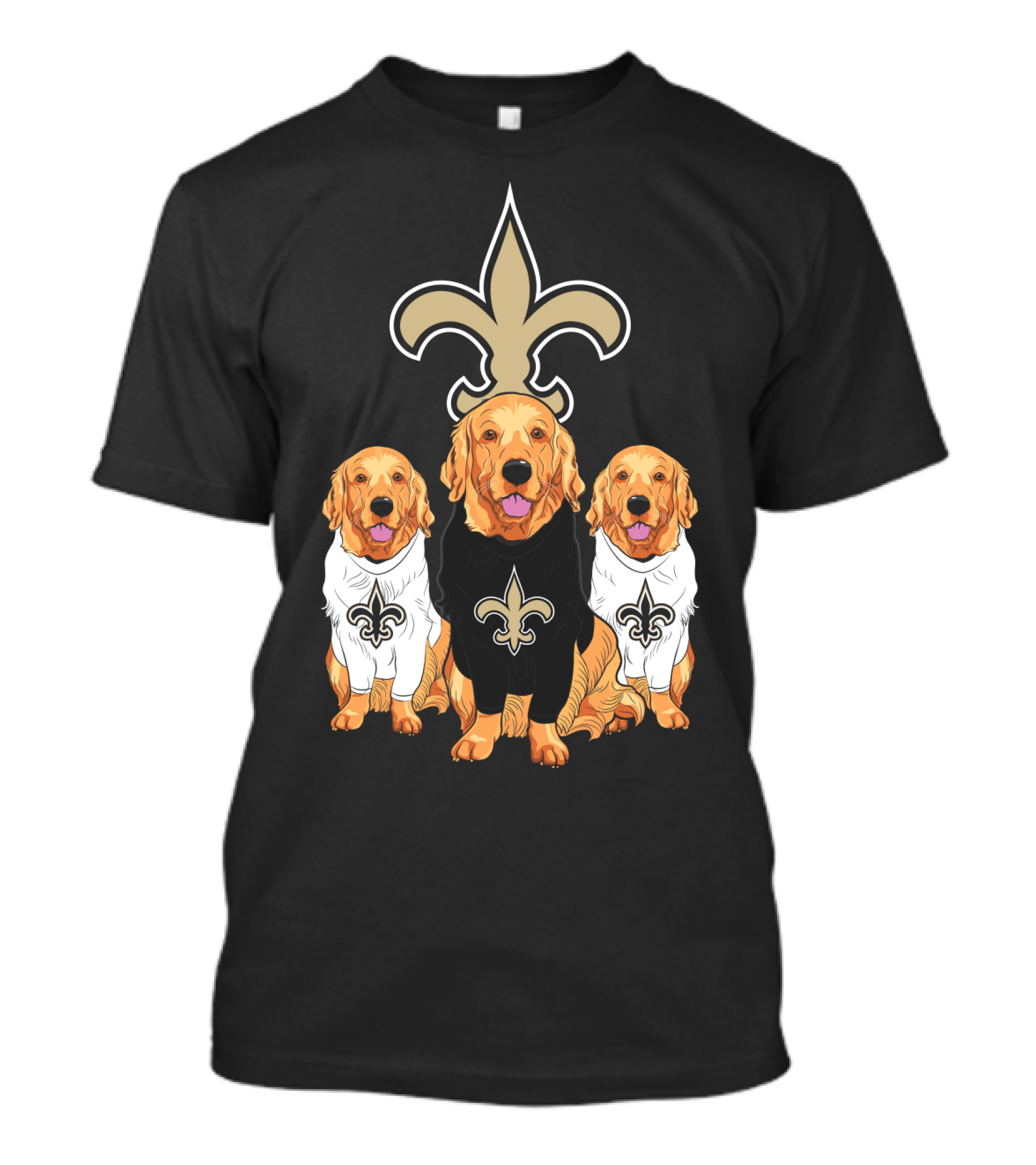 Golden Retrievers With New Orleans Saints Fleur-De-Lis Symbol T-Shirt
