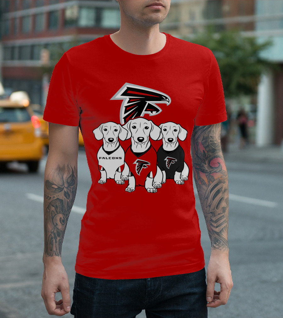 Atlanta Falcons With Dachshund  T-Shirt