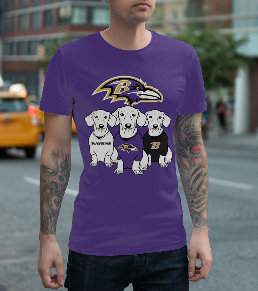 Baltimore Ravens Ravens Dachshund  Dog Trio T-Shirt