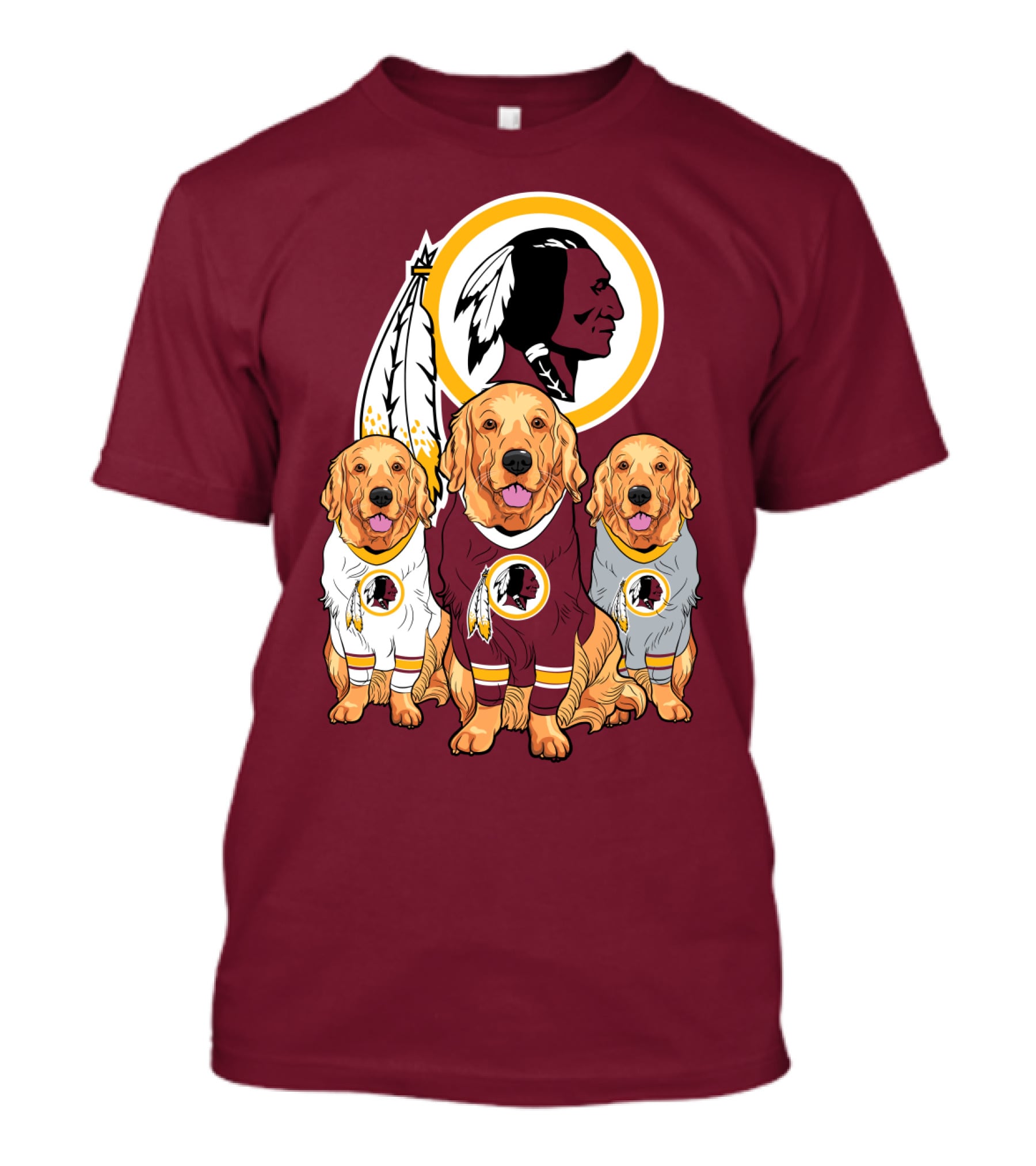 Three Golden Retrievers In Washington Football Team Jerseys T-Shirt