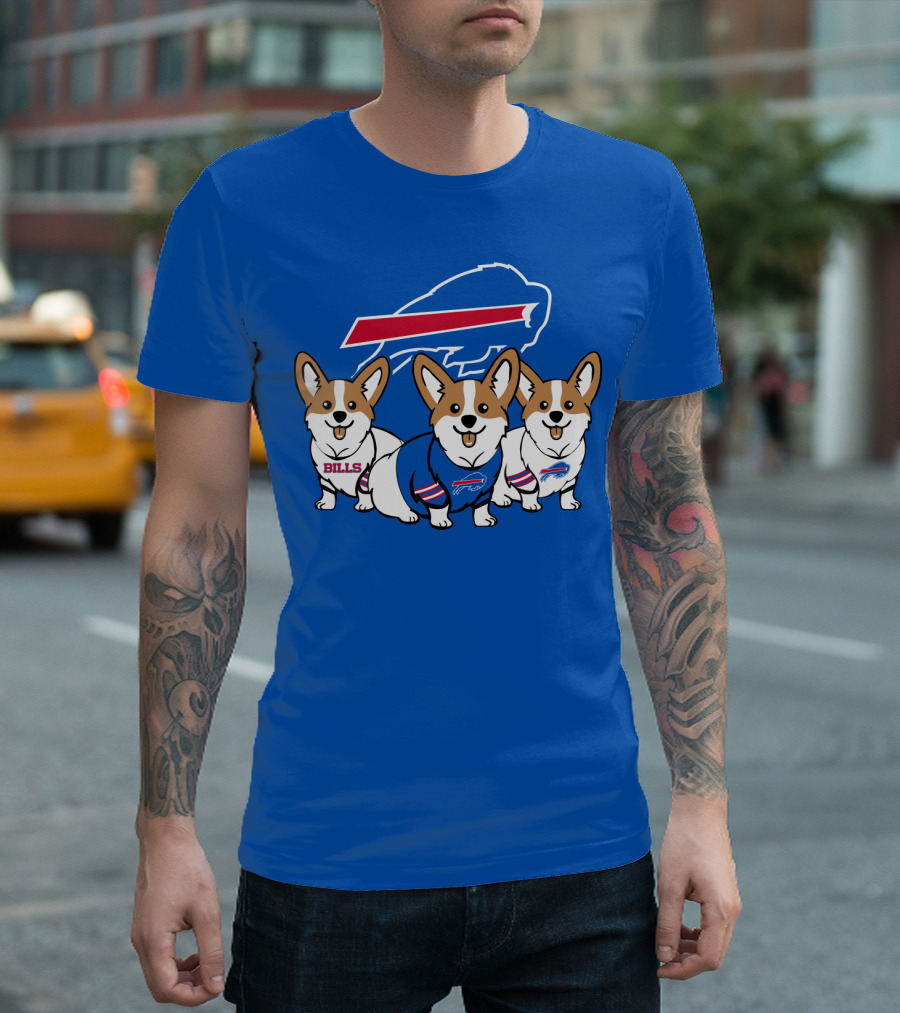 Buffalo Bills Corgi Trio Blue T-Shirt