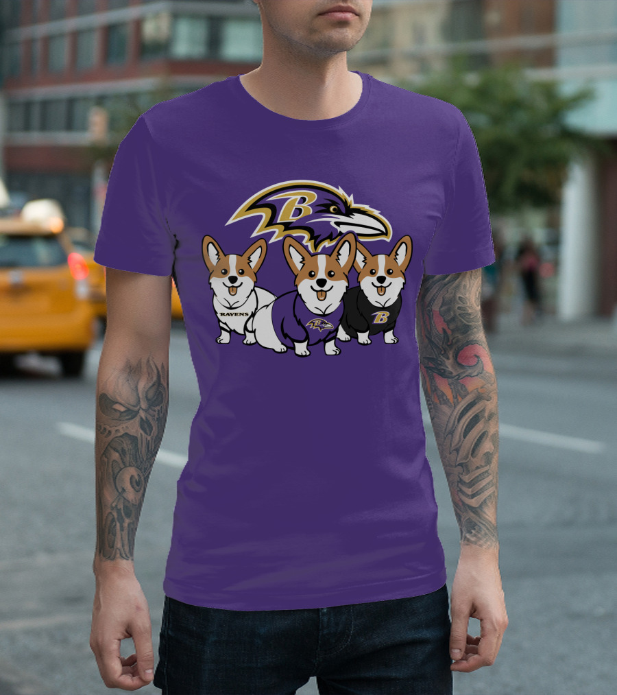 Baltimore Ravens Corgi Trio T-Shirt