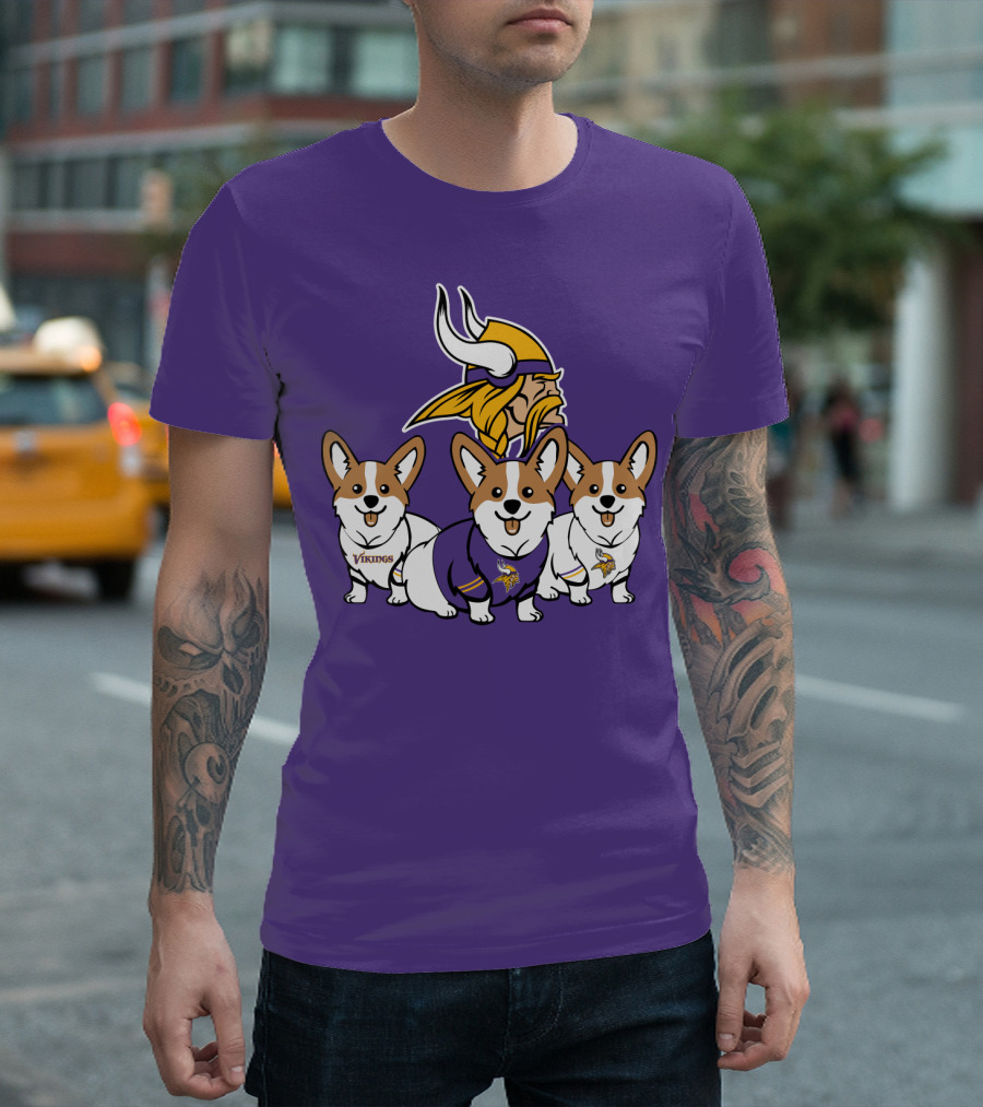 Minnesota Vikings Corgi Trio T-Shirt