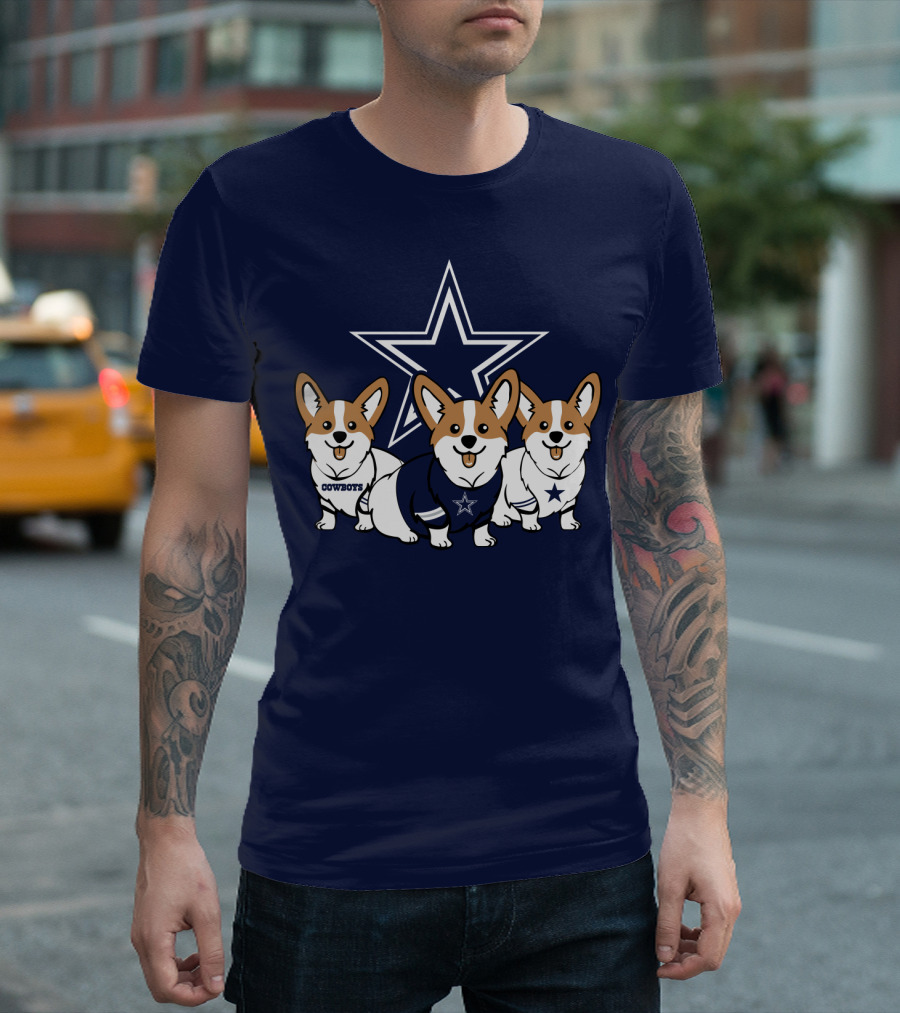 Dallas Cowboys Corgi Trio T-Shirt