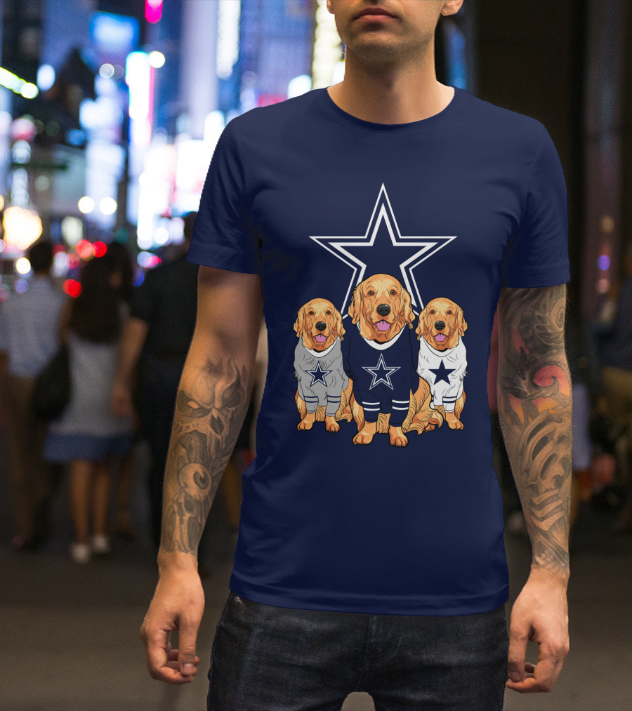 Dallas Cowboys Golden Retrievers Trio T-Shirt