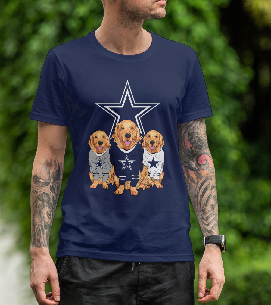 Dallas Cowboys Golden Retrievers Trio T-Shirt