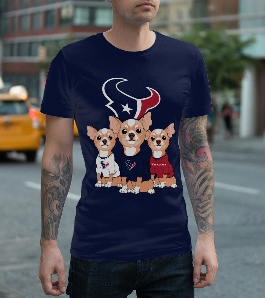 Houston Texans Chihuahua Trio Fan T-Shirt