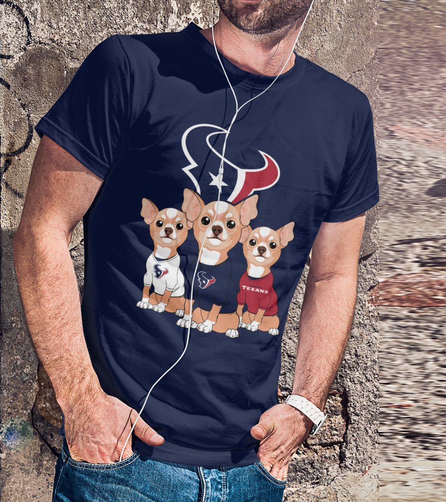 Houston Texans Chihuahua Trio Fan T-Shirt