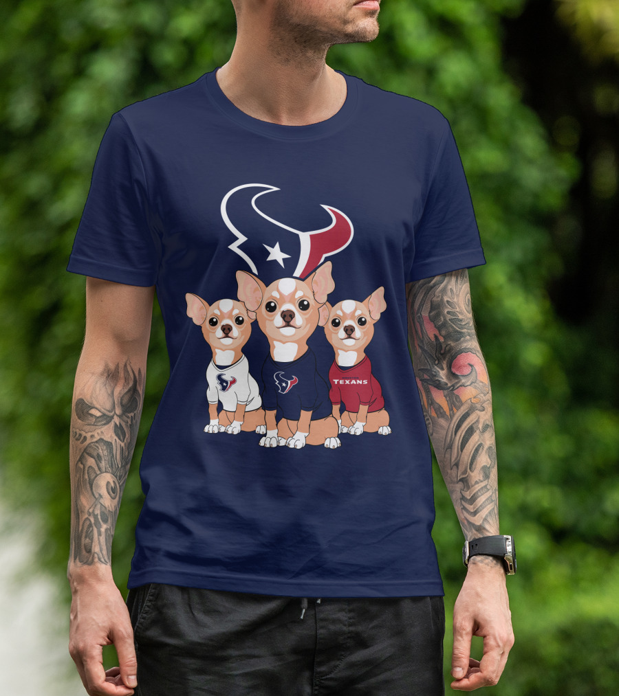 Houston Texans Chihuahua Trio Fan T-Shirt