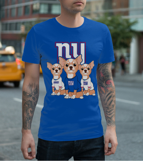 New York Giants Chihuahua Trio T-Shirt