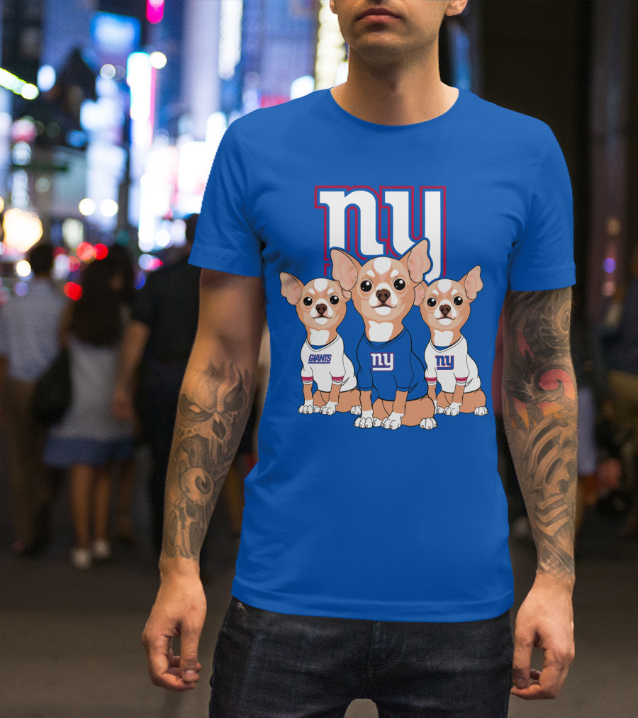 New York Giants Chihuahua Trio T-Shirt