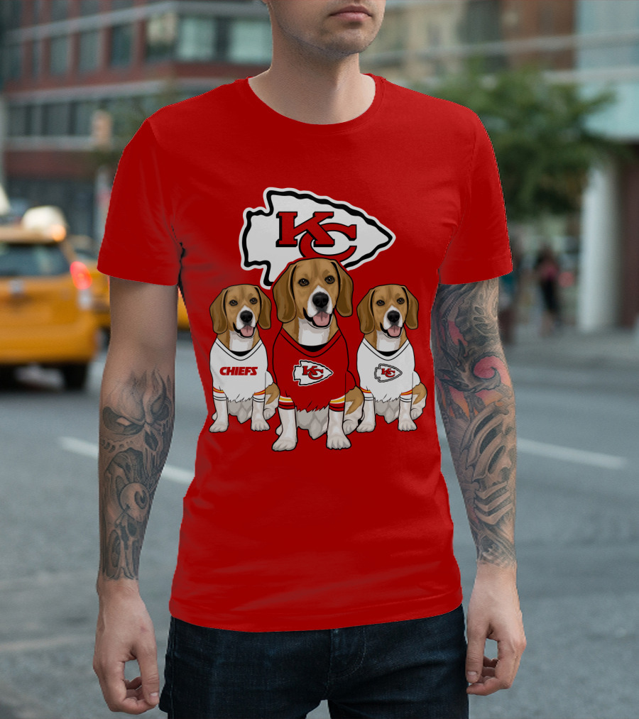 Kc Chiefs Beagle Trio Dogs T-Shirt