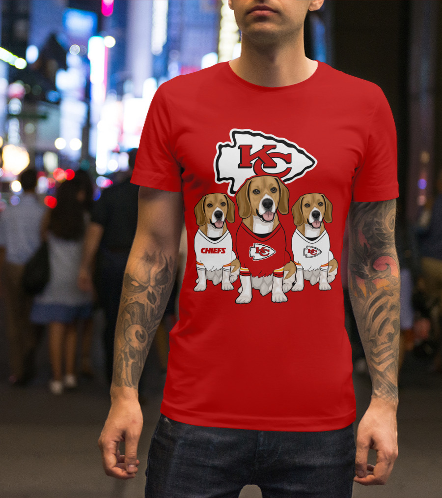 Kc Chiefs Beagle Trio Dogs T-Shirt