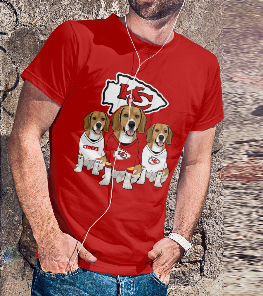 Kc Chiefs Beagle Trio Dogs T-Shirt