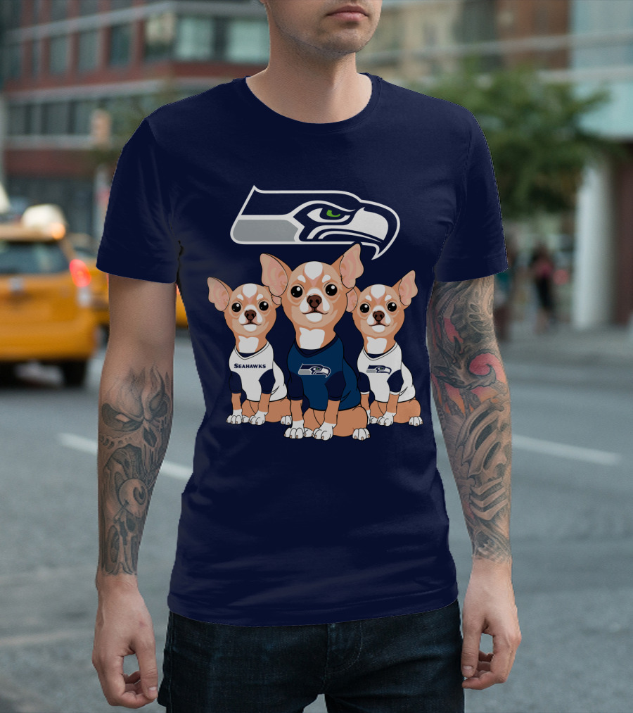 Seahawks Chihuahua Trio T-Shirt