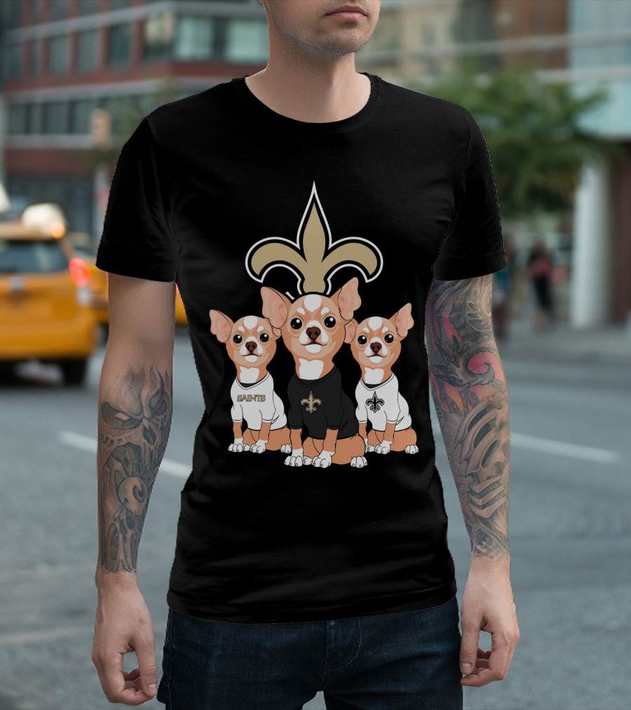  New Orleans Saints Chihuahua Trio T-Shirt