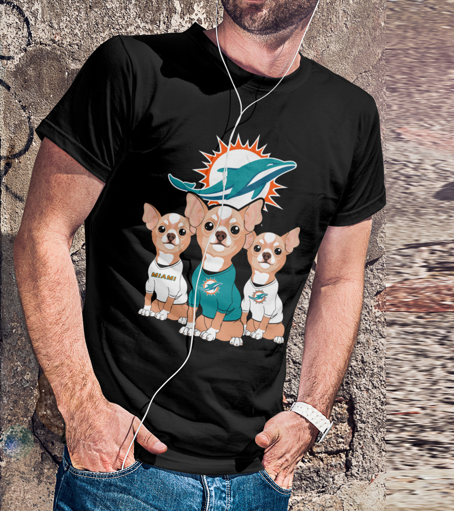Miami Dolphins Chihuahua Trio T-Shirt
