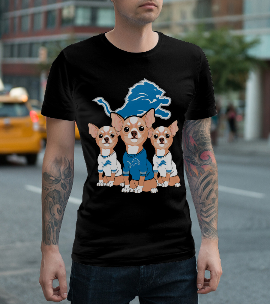 Detroit Lions Chihuahua Trio T-Shirt