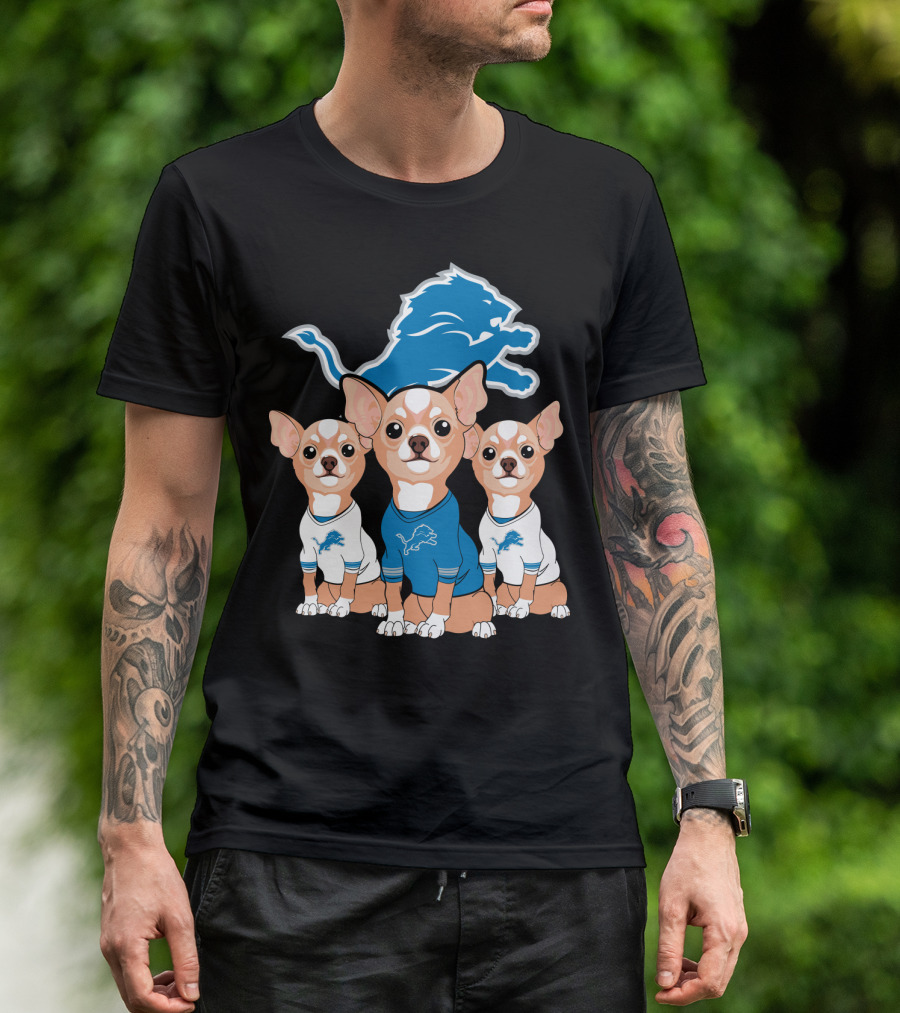Detroit Lions Chihuahua Trio T-Shirt