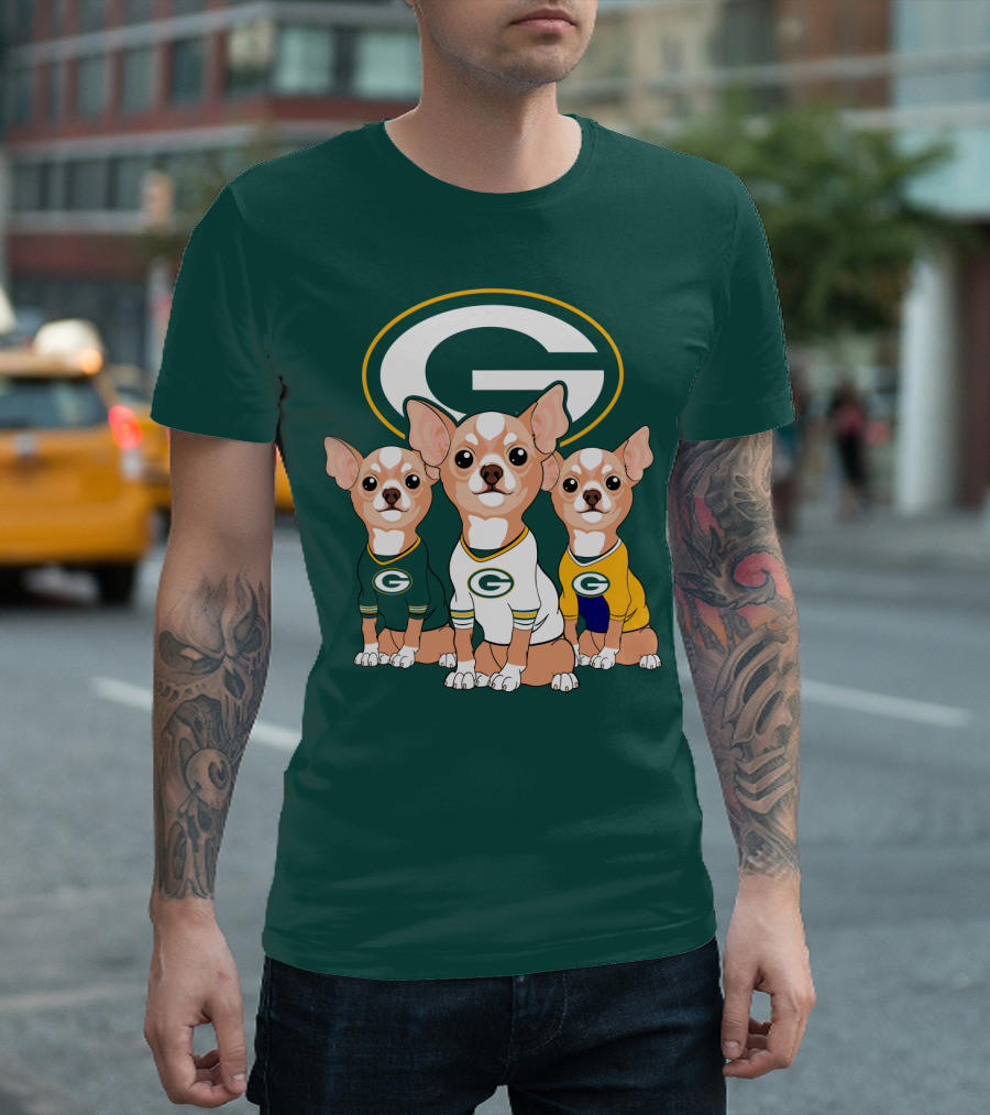 Green Bay Packers Chihuahua Trio T-Shirt