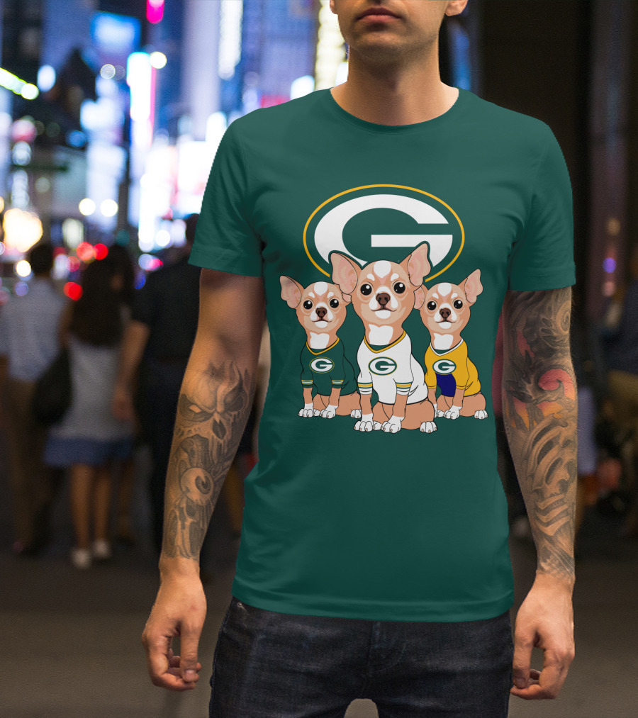 Green Bay Packers Chihuahua Trio T-Shirt