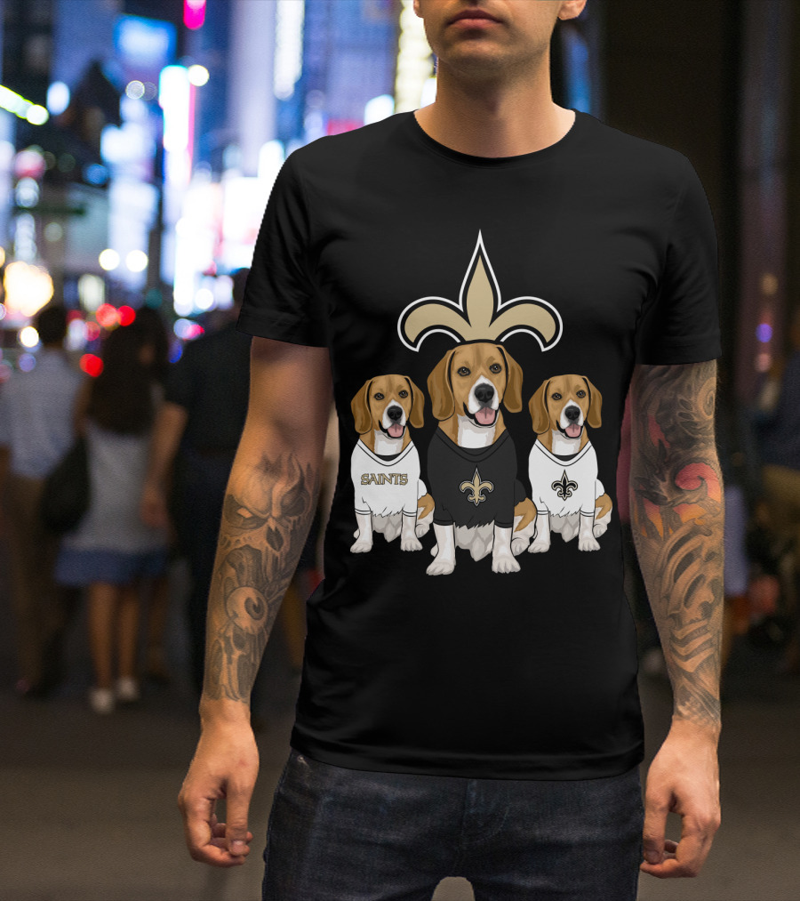 Saints Beagle Trio With Fleur-De-Lis T-Shirt