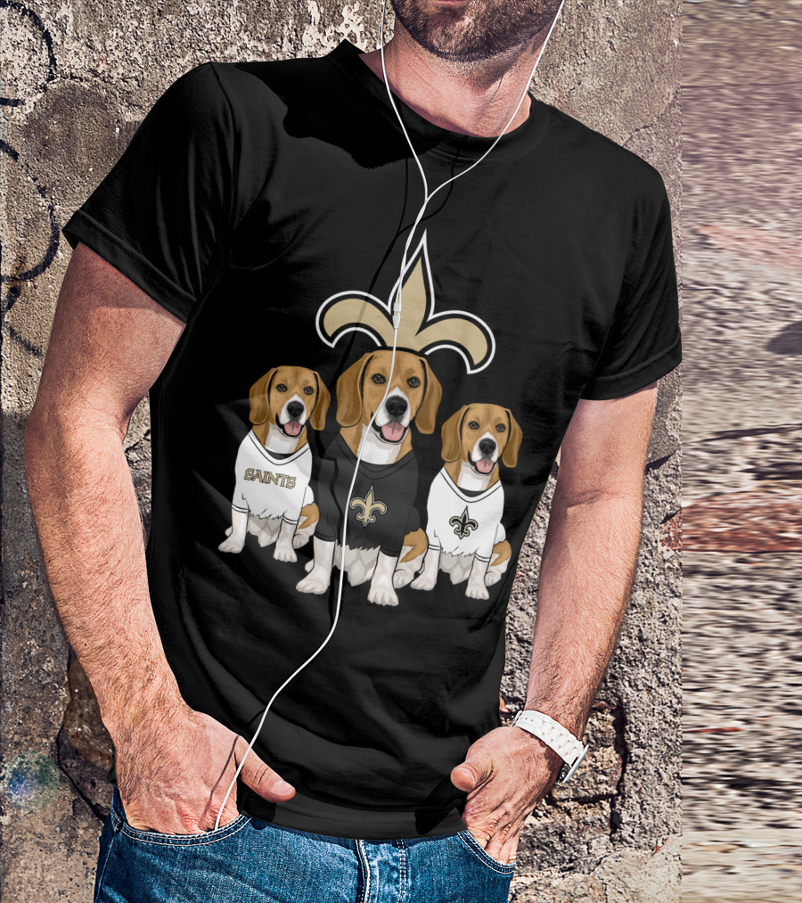 Saints Beagle Trio With Fleur-De-Lis T-Shirt