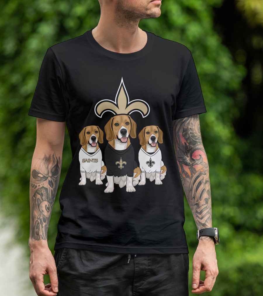Saints Beagle Trio With Fleur-De-Lis T-Shirt