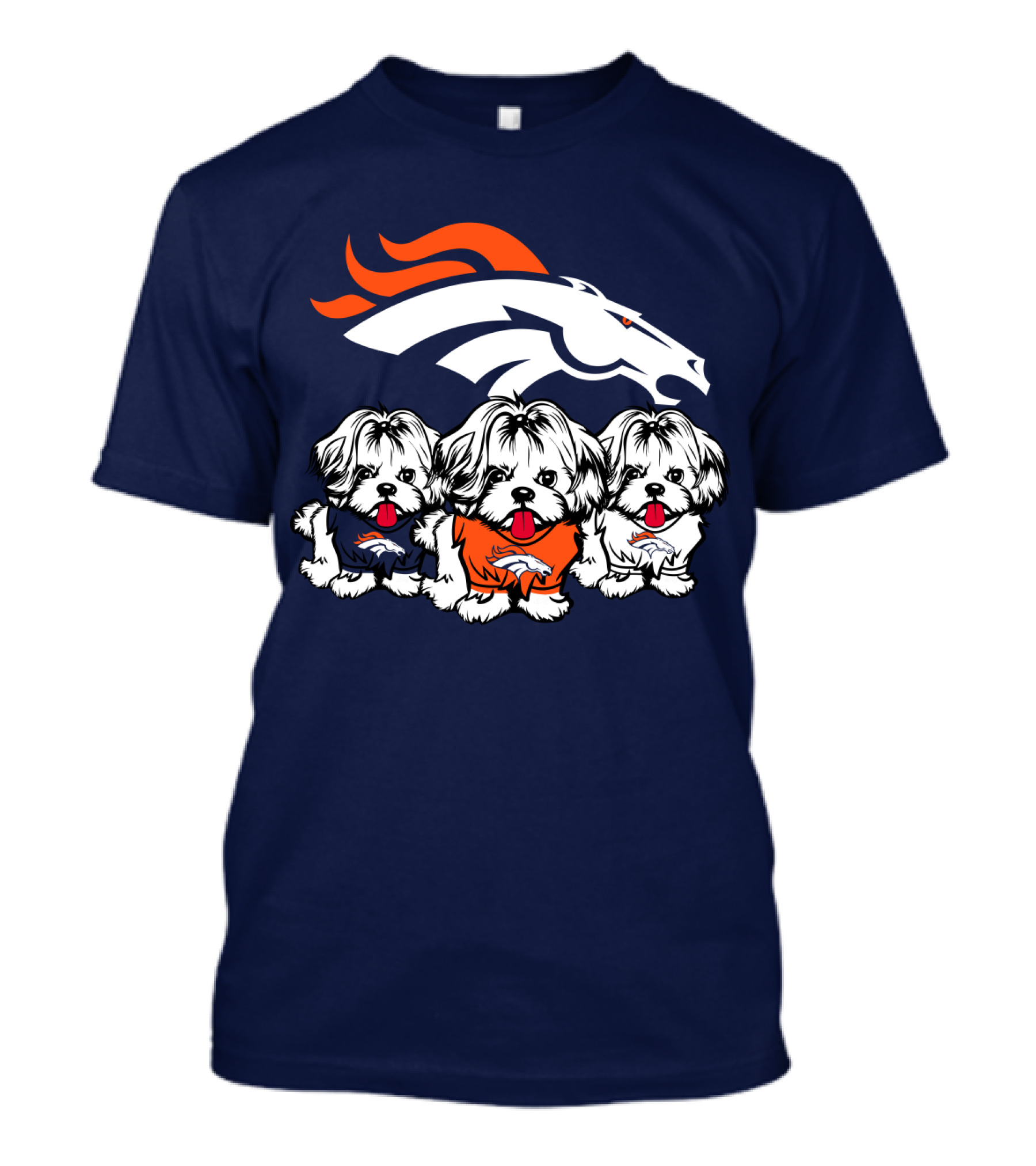 Shih Tzu Dogs Denver Broncos NFL Football Fan T-Shirt