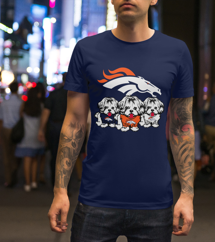 Shih Tzu Dogs Denver Broncos NFL Football Fan T-Shirt