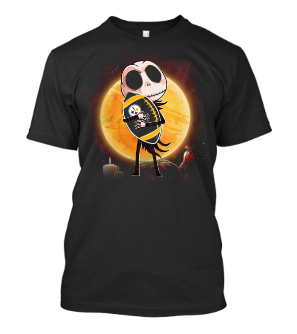Halloween Moon Skeleton Football Fan T-Shirt