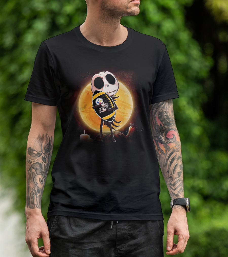 Halloween Moon Skeleton Football Fan T-Shirt