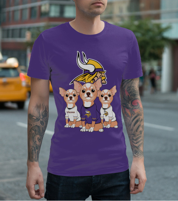 Minnesota Vikings Chihuahua Trio T-Shirt