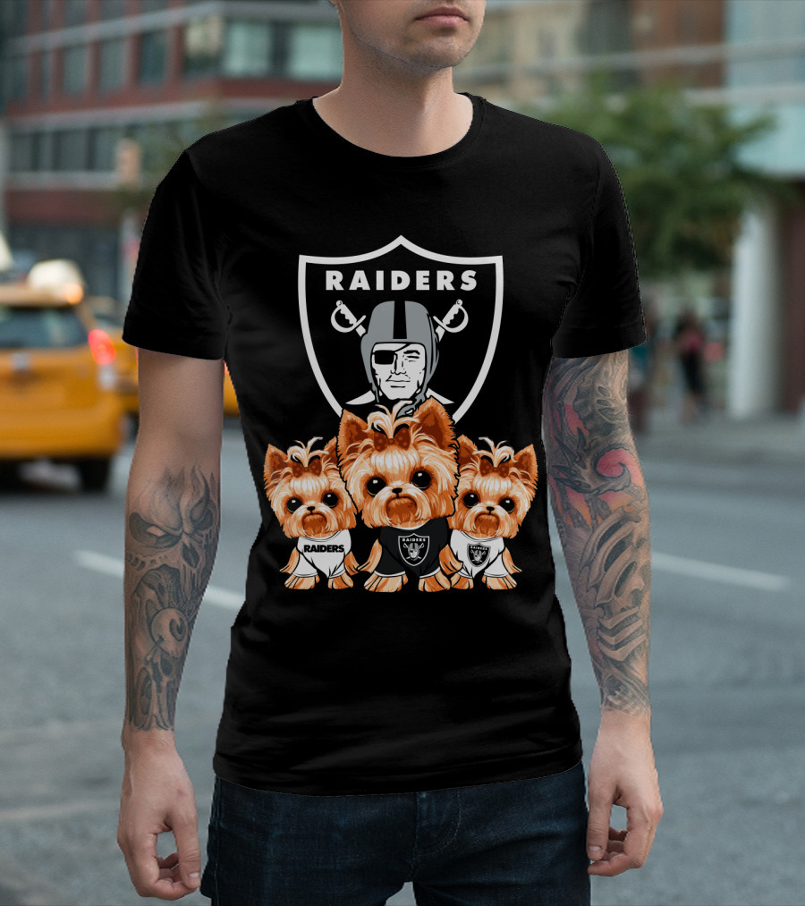 Yorkshire Terrier Dogs Las Vegas Raiders NFL Football Fa T-Shirt