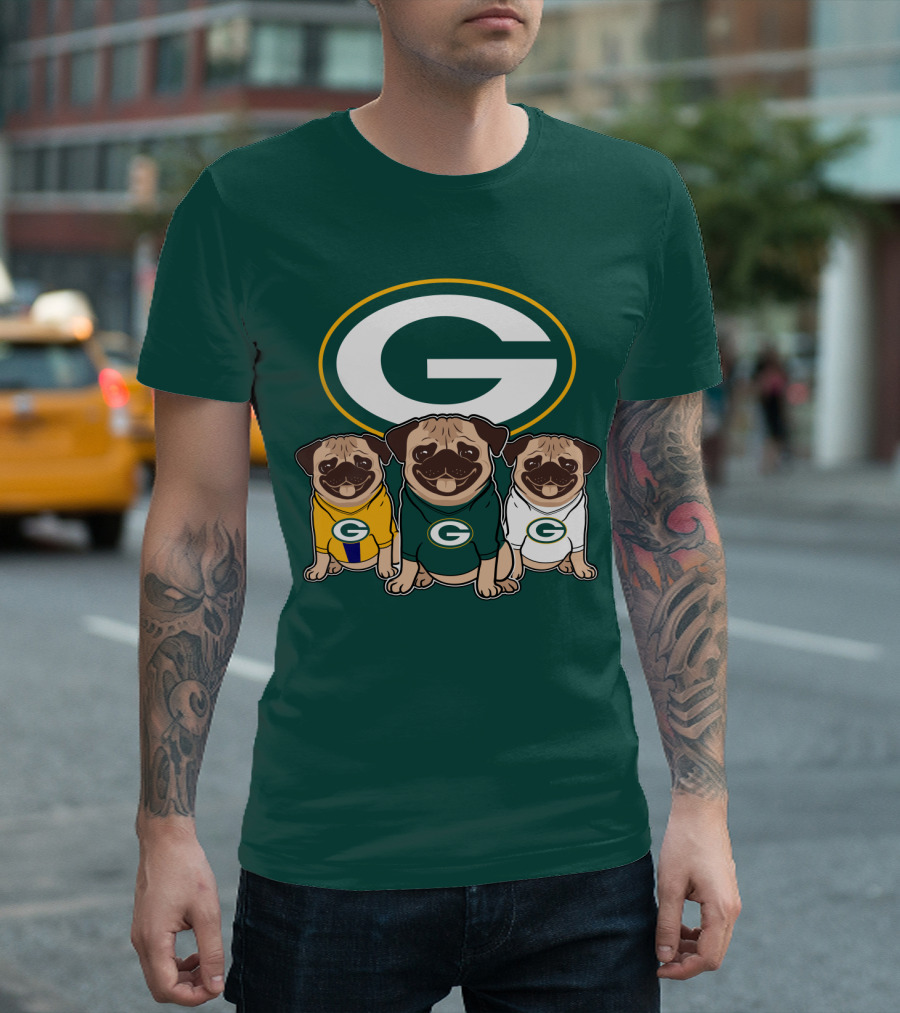 Green Bay Packers Pug Trio T-Shirt