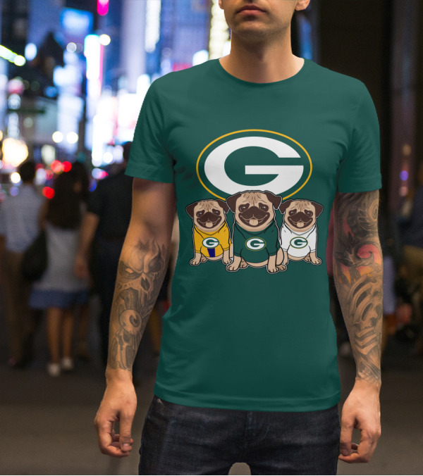 Green Bay Packers Pug Trio T-Shirt