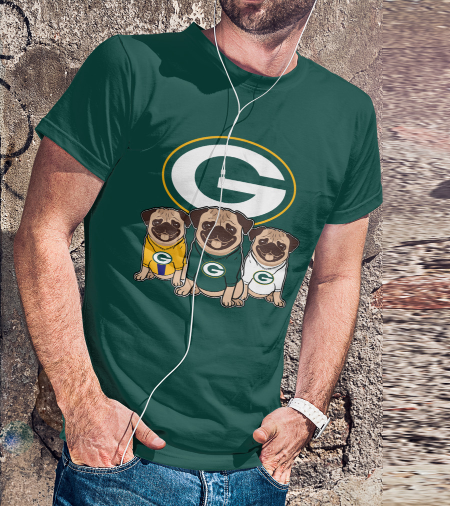 Green Bay Packers Pug Trio T-Shirt