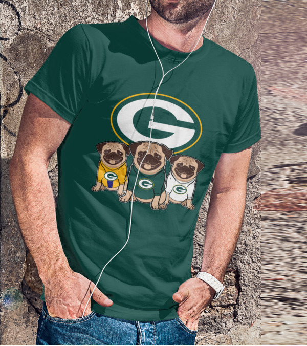 Green Bay Packers Pug Trio T-Shirt