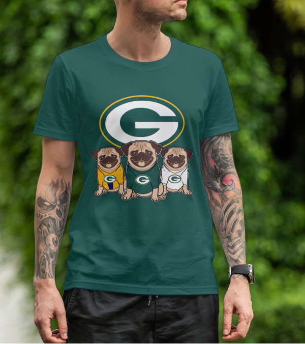 Green Bay Packers Pug Trio T-Shirt