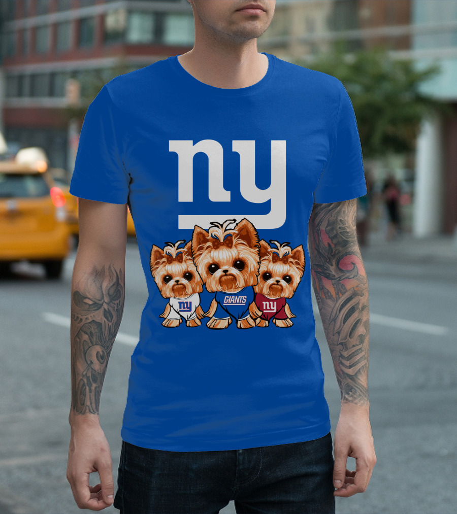 New York Giants Yorkshire Terrier T-Shirt