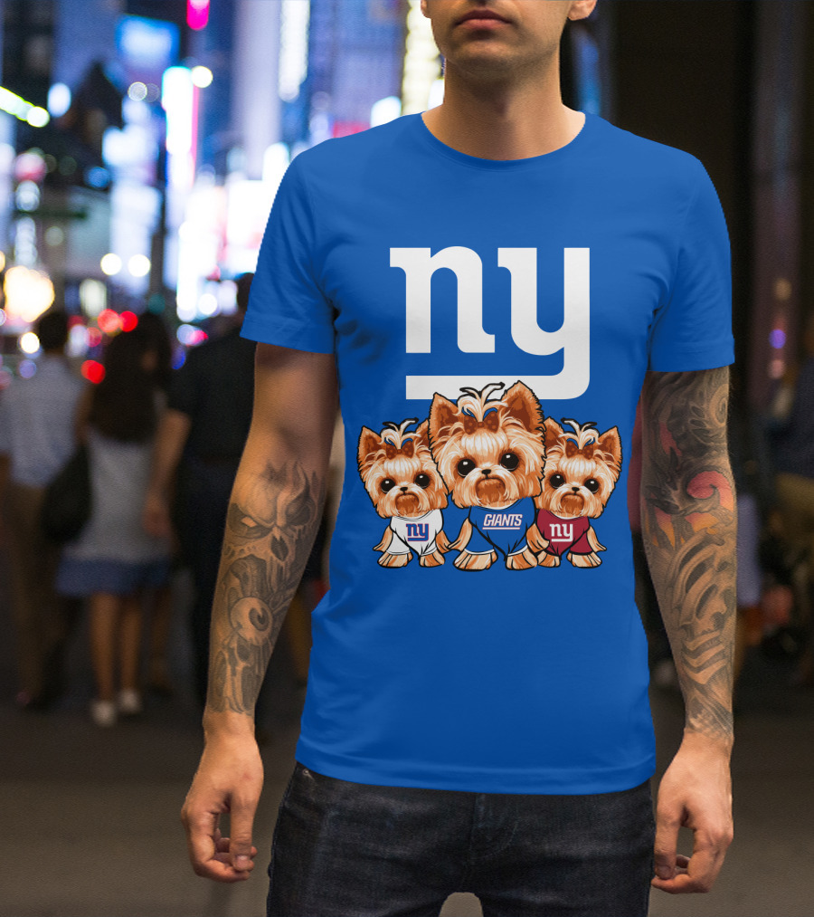 New York Giants Yorkshire Terrier T-Shirt