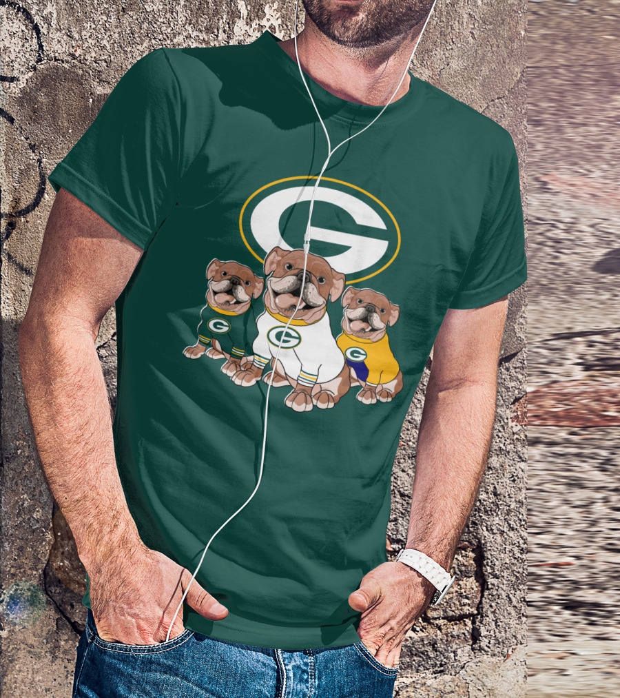 Bulldogs Wearing Green Bay Packers Jerseys T-Shirt