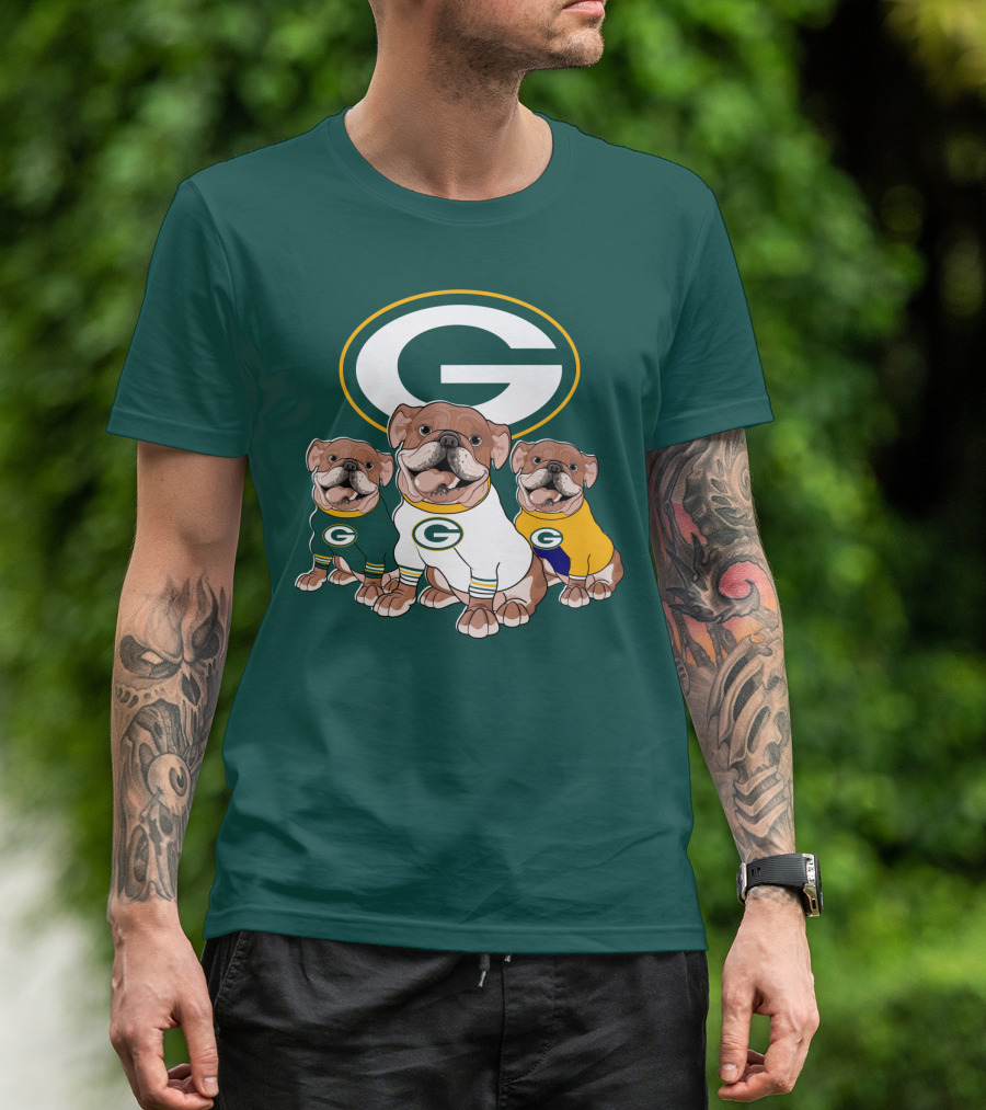 Bulldogs Wearing Green Bay Packers Jerseys T-Shirt