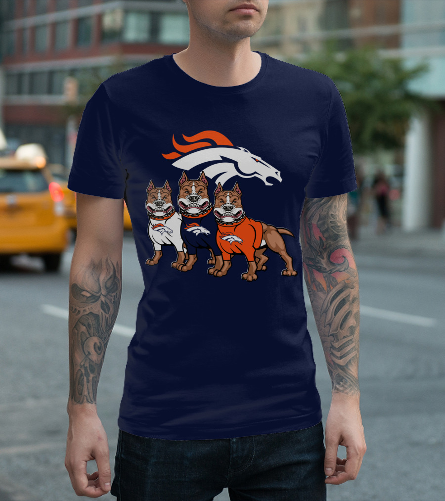 Denver Broncos With Pitbull T-Shirt