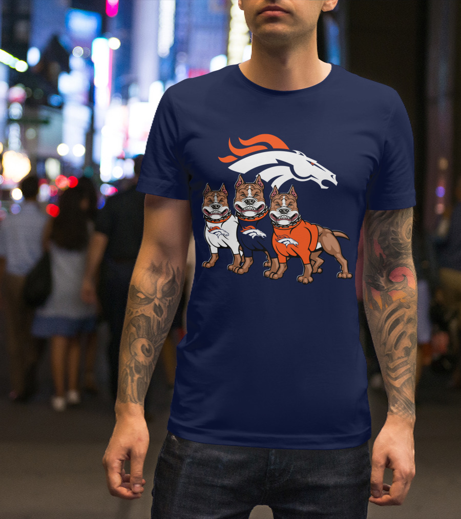 Denver Broncos With Pitbull T-Shirt